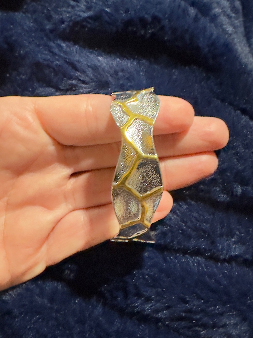 Rustic Cuff Silver and Gold Textured Cuff Bracelet
